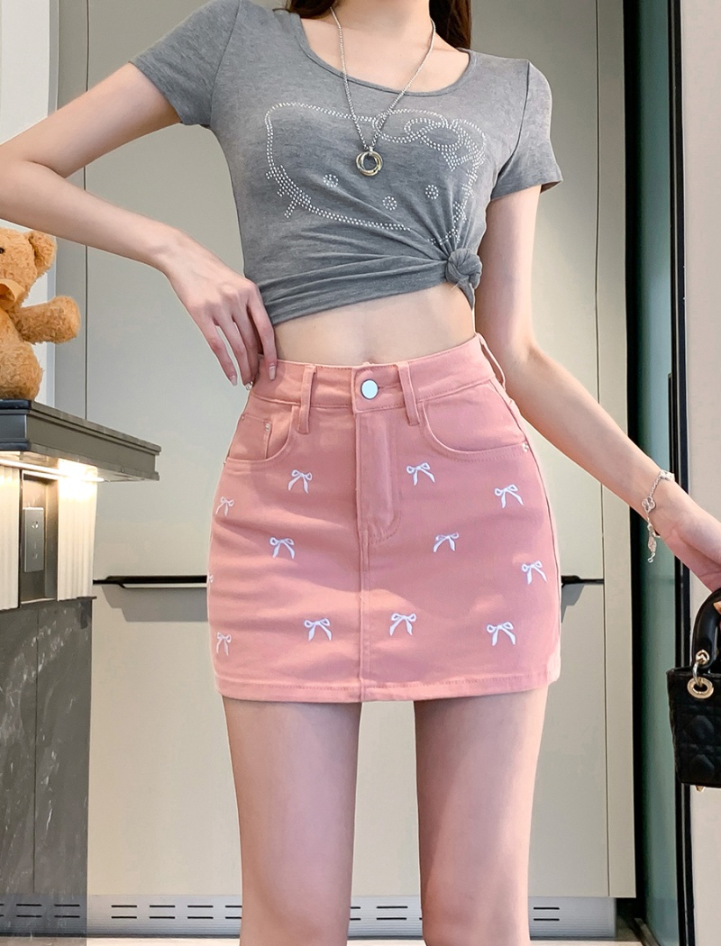 Package hip high waist skirt elasticity bow short skirt