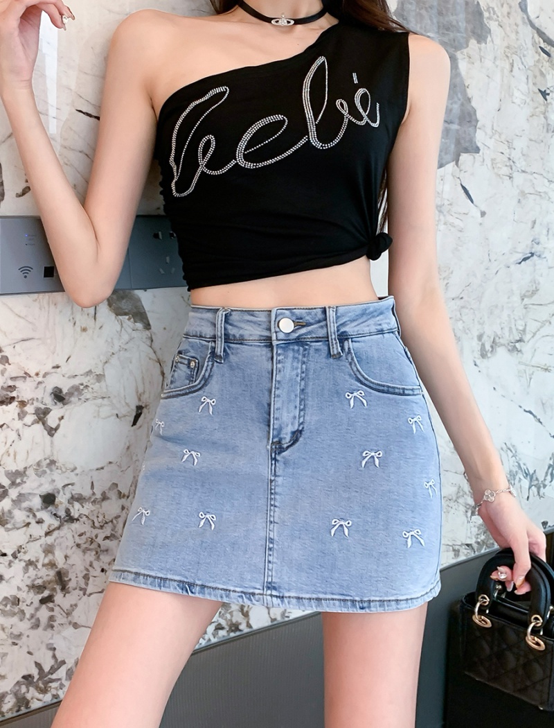 Package hip high waist skirt elasticity bow short skirt