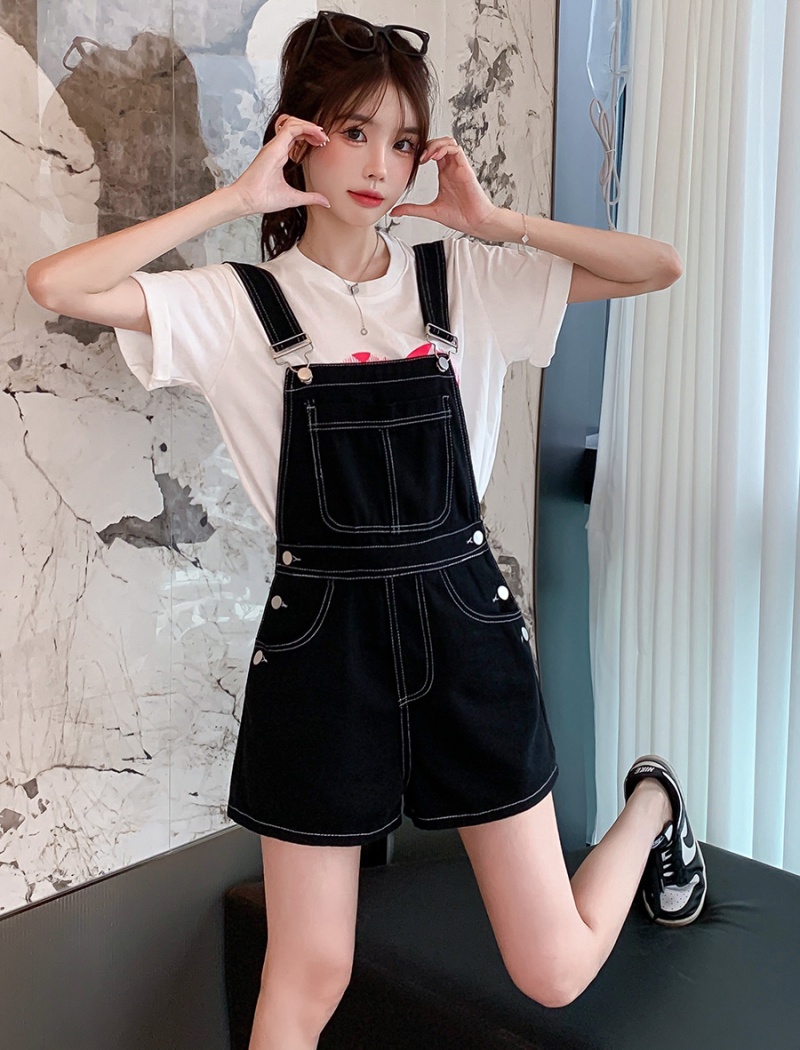 Embroidery strap sling pant summer bow shorts for women