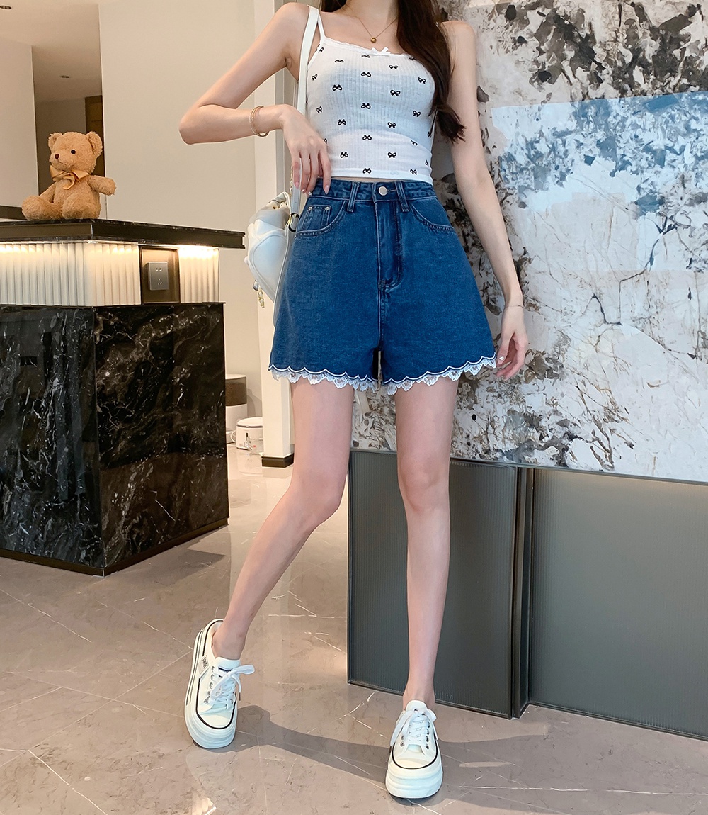 Slim Korean style A-line retro all-match short jeans