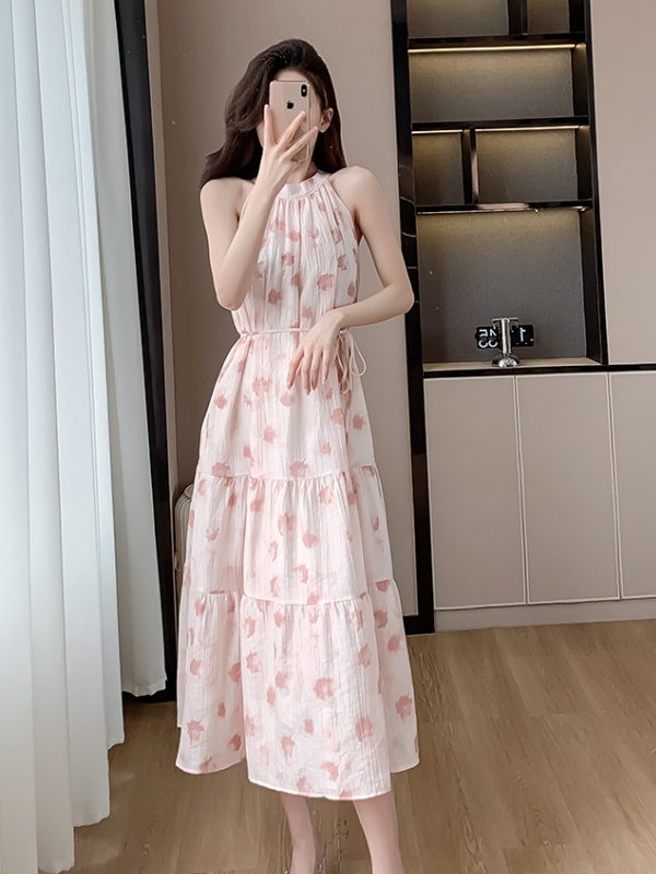 Sandy beach sleeveless dress sling long dress for women