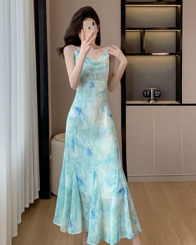 Blooming dress ink splashes long dress for women