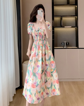 Korean style summer Casual France style sweet floral dress