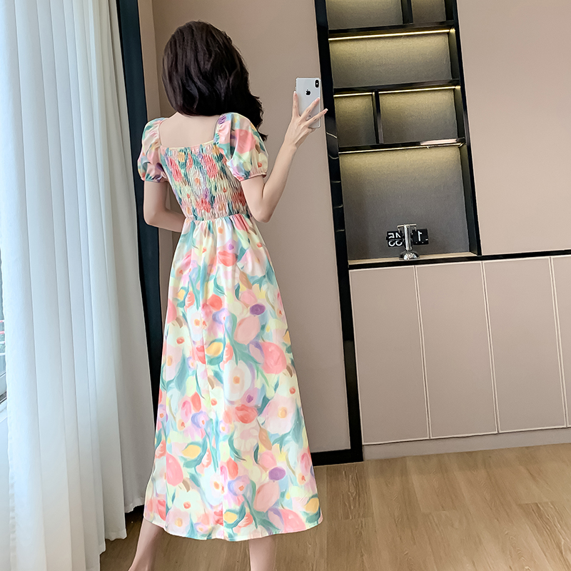 Korean style summer Casual France style sweet floral dress