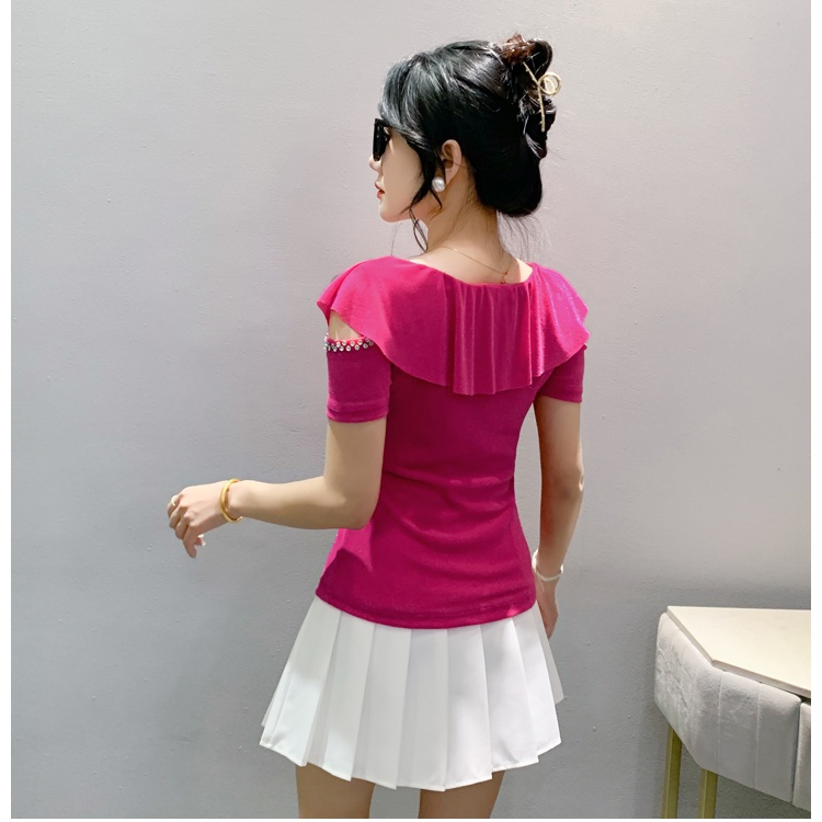 Gauze summer tops Western style short sleeve T-shirt