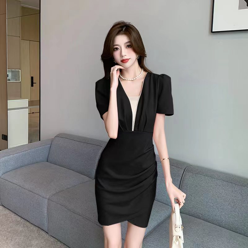 Irregular T-back V-neck jumpsuit for women