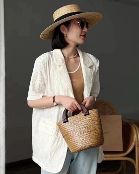 Thin European style tops cotton short sleeve coat for women