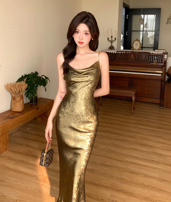 Romantic slim dress mermaid halter long dress