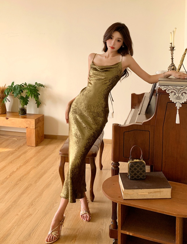 Romantic slim dress mermaid halter long dress