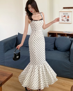 Lace France style polka dot dress