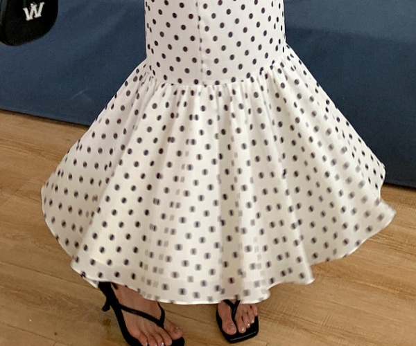 Lace France style polka dot dress