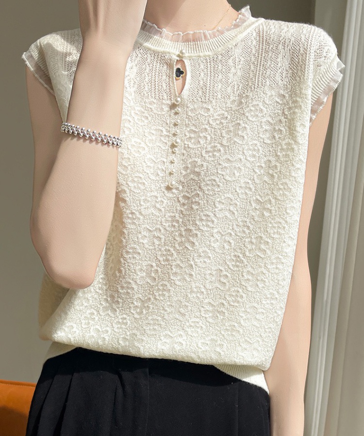 Short sleeve bottoming shirt beading vest