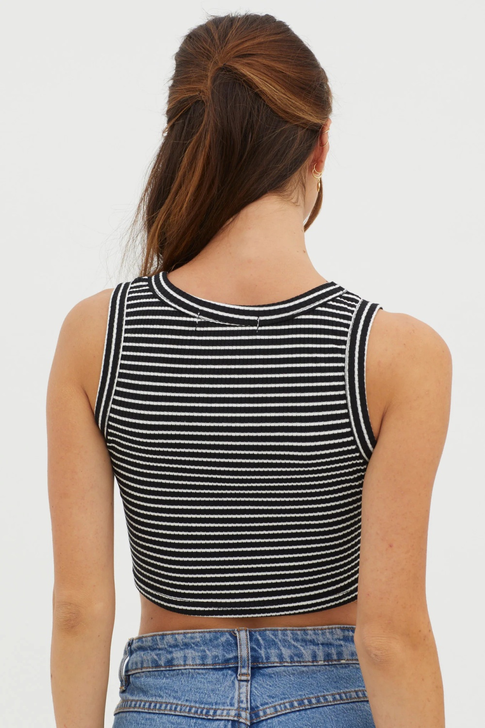 Sleeveless stripe summer tops short sexy vest for women