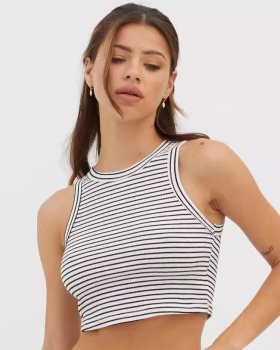 European style summer vest tight stripe tops for women