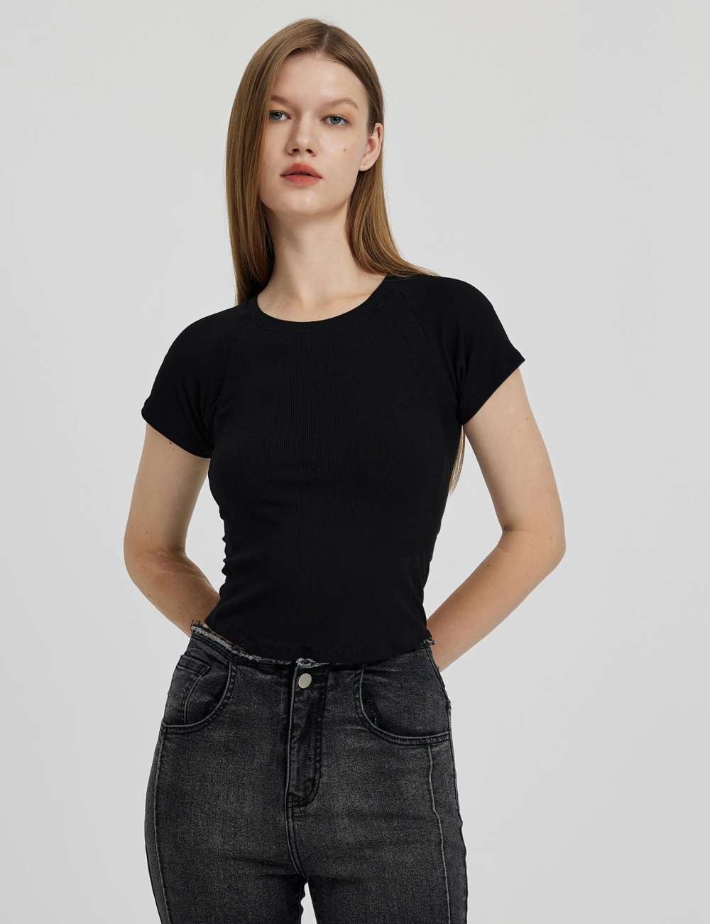 Slim European style tops bottoming tight T-shirt