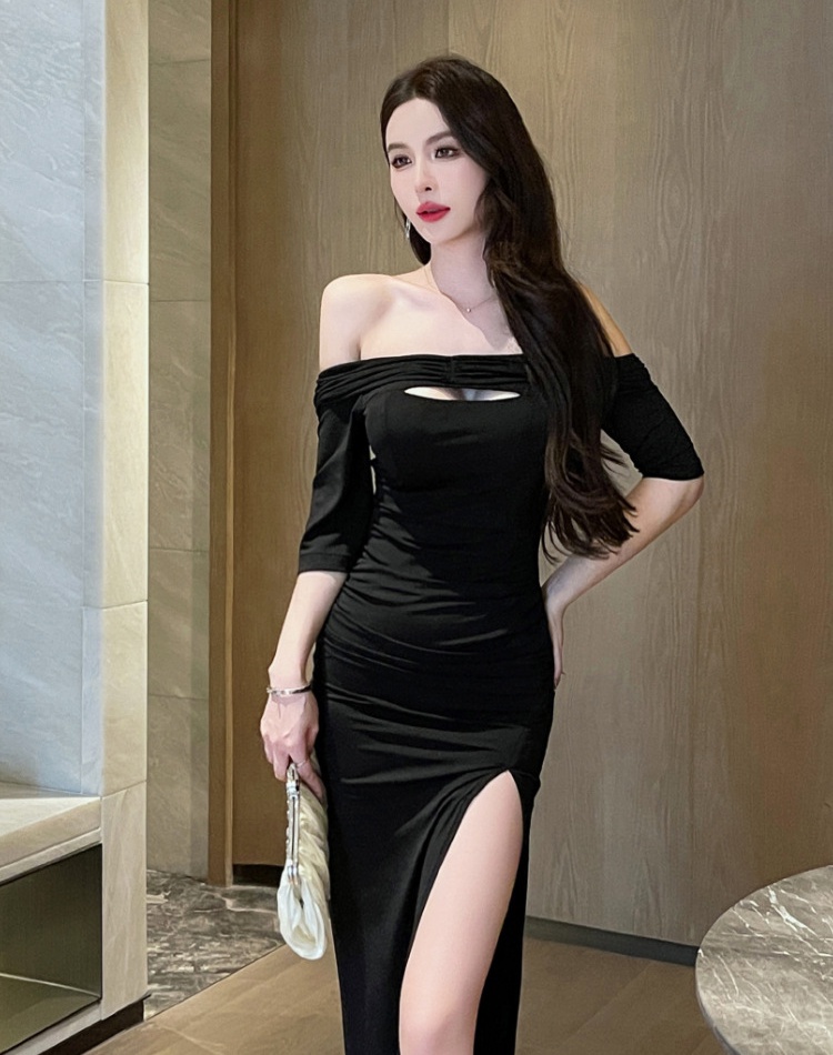 Mopping split long dress sexy package hip dress