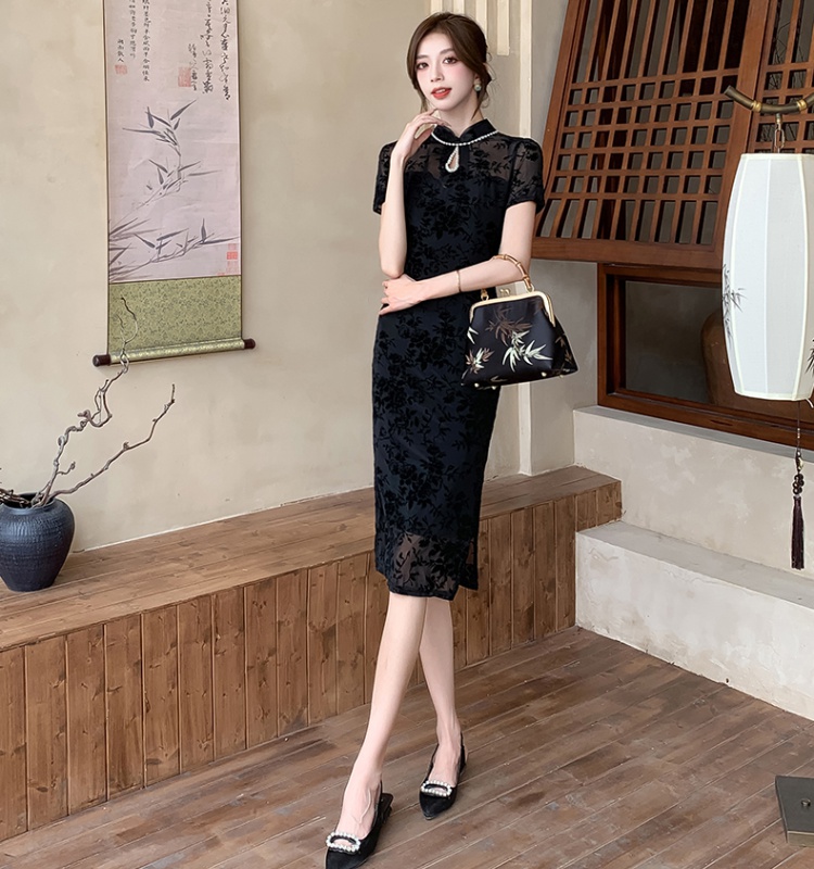 Temperament long cheongsam summer lace dress