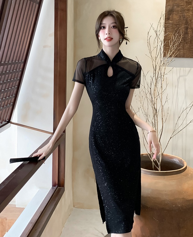 Slim summer diamond split refinement sexy dress for women