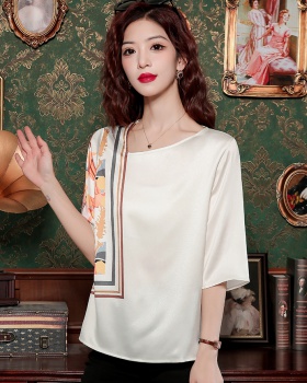 Short sleeve mixed colors shirt printing chiffon shirt for women