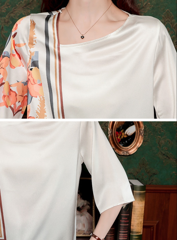 Short sleeve mixed colors shirt printing chiffon shirt for women