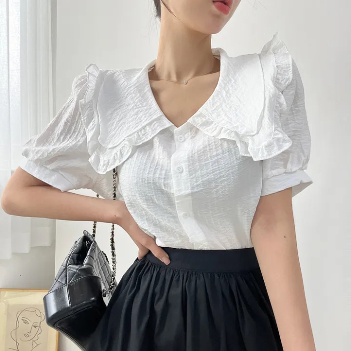 Single-breasted doll collar shirt Korean style tops