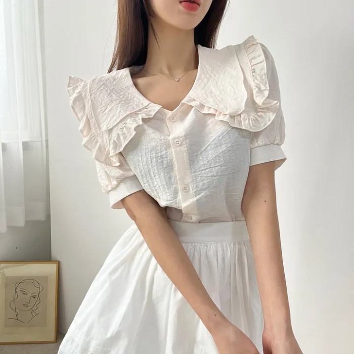 Single-breasted doll collar shirt Korean style tops