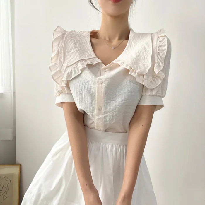 Single-breasted doll collar shirt Korean style tops