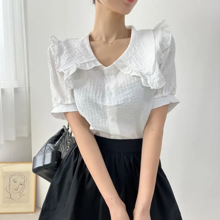 Single-breasted doll collar shirt Korean style tops