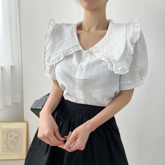 Single-breasted doll collar shirt Korean style tops