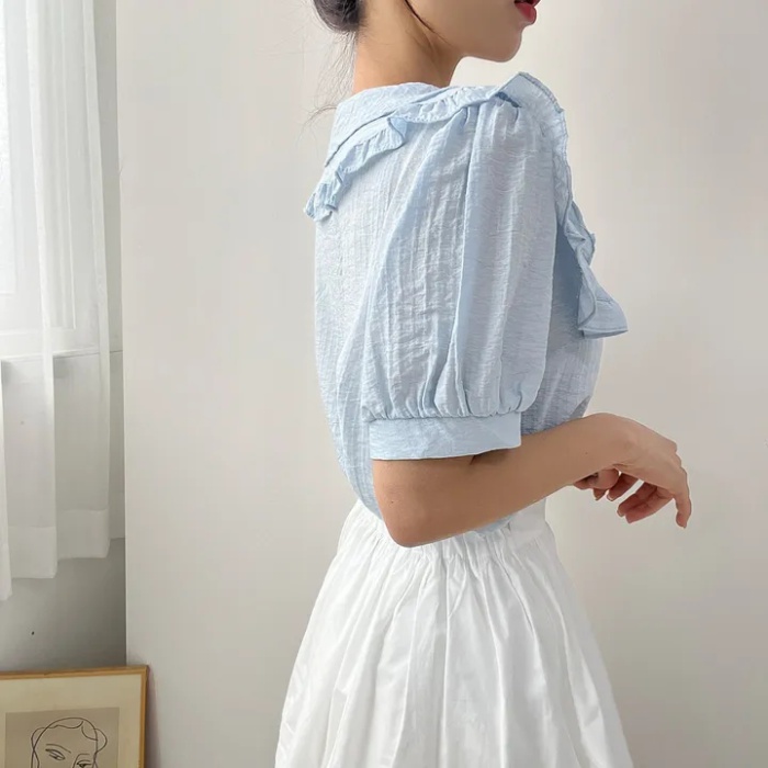 Single-breasted doll collar shirt Korean style tops