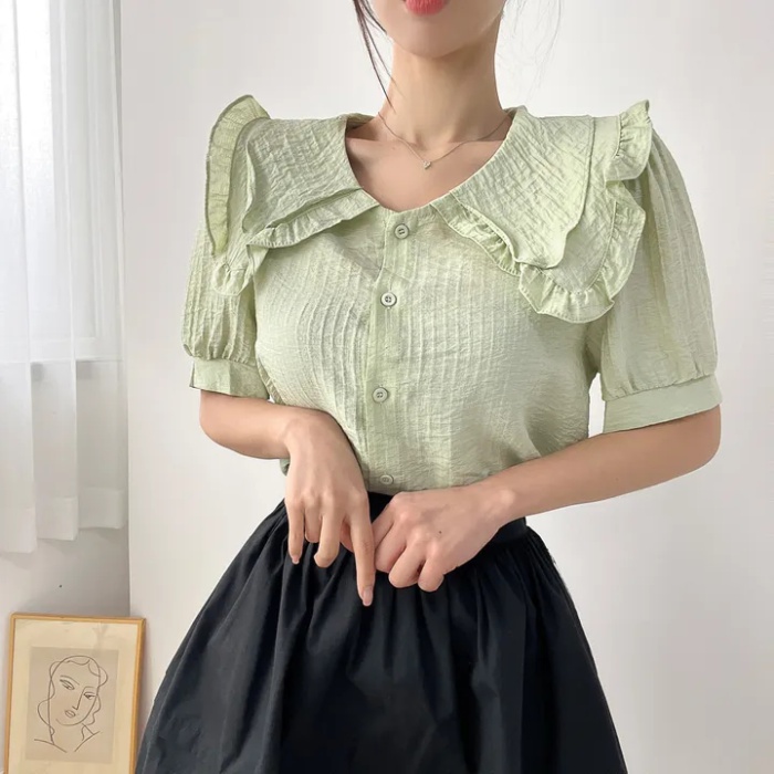 Single-breasted doll collar shirt Korean style tops