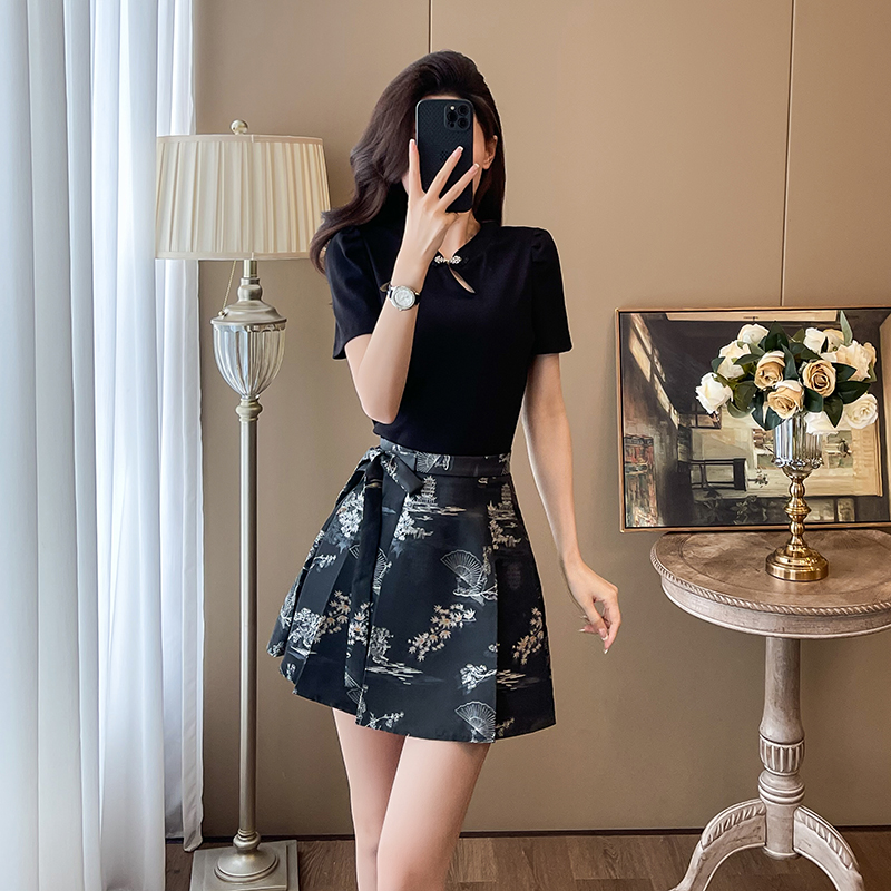 Short skirt horse-face skirt a set for women