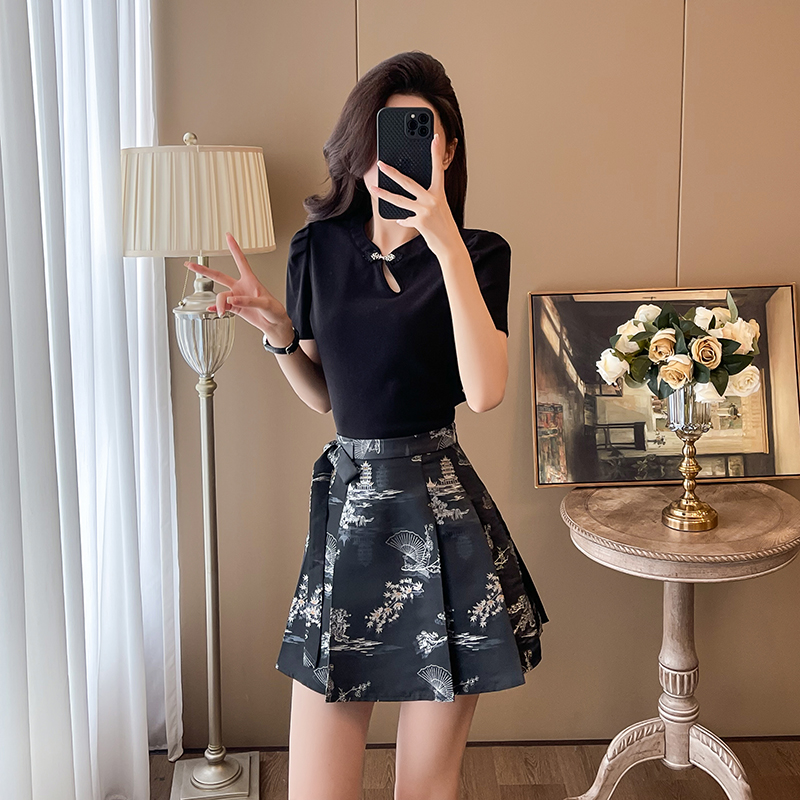 Short skirt horse-face skirt a set for women