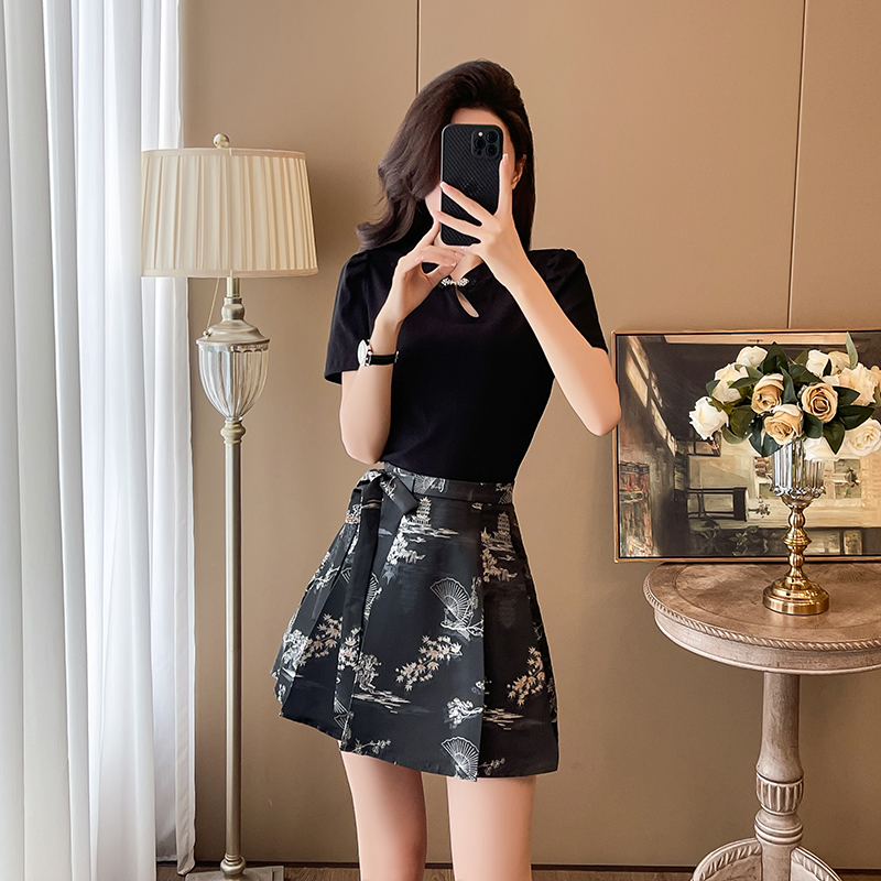 Short skirt horse-face skirt a set for women