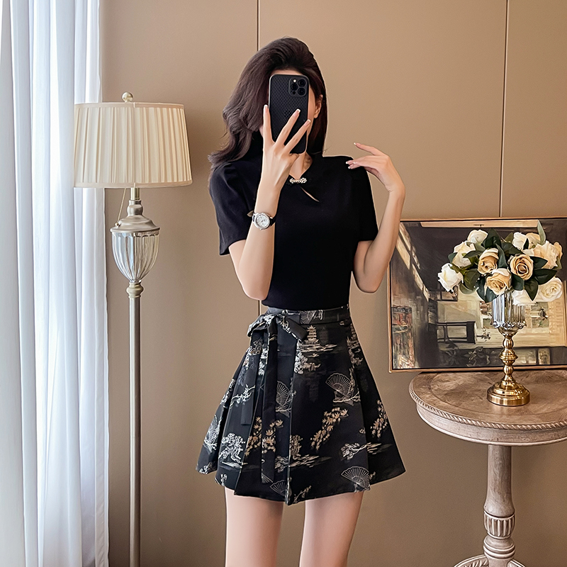 Short skirt horse-face skirt a set for women