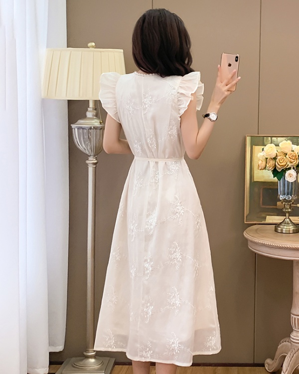 Chinese style jacquard dress tender boats sleeve long dress