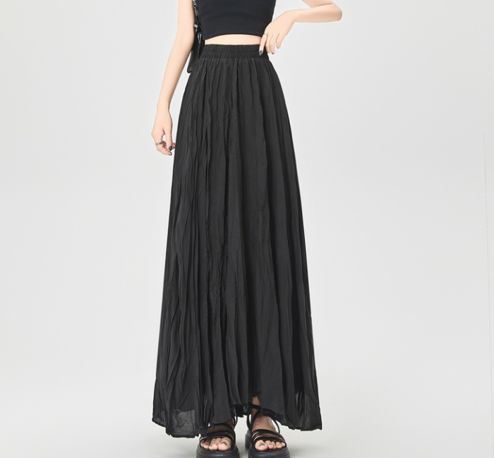 Loose pleated long skirt fold skirt for women