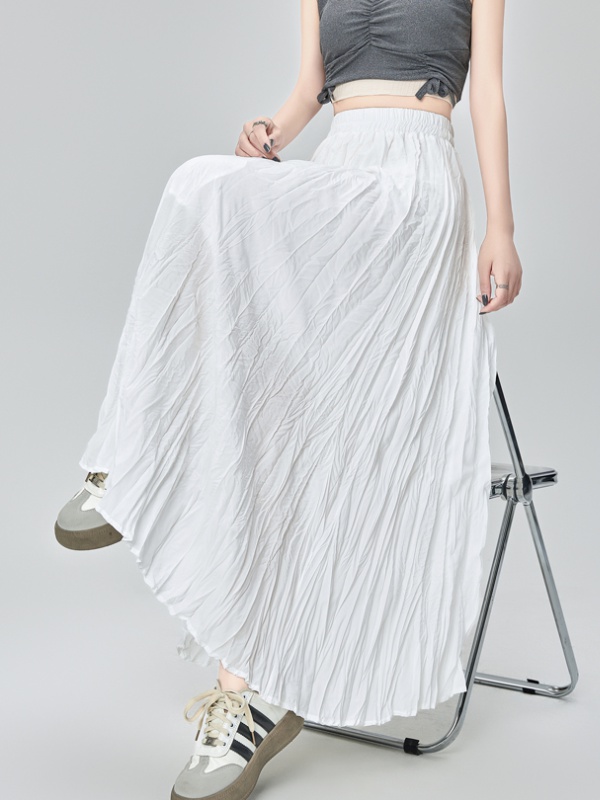 Loose pleated long skirt fold skirt for women