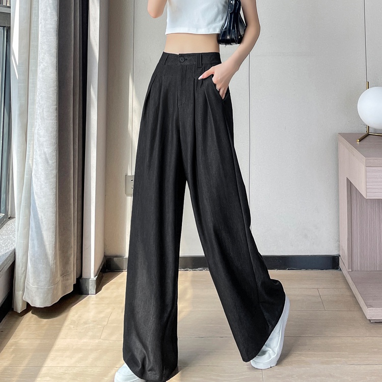 High waist mopping pants straight summer wide leg pants