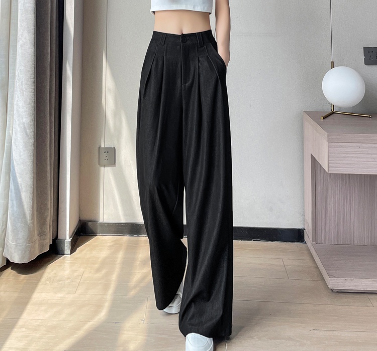 High waist mopping pants straight summer wide leg pants