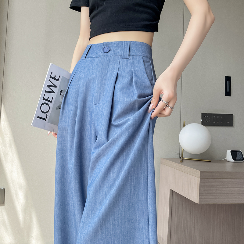 High waist mopping pants straight summer wide leg pants