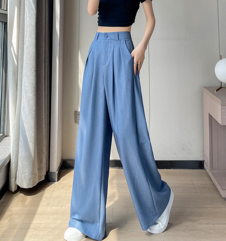 High waist mopping pants straight summer wide leg pants