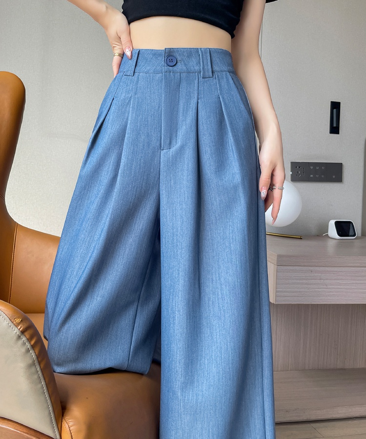 High waist mopping pants straight summer wide leg pants