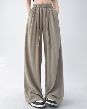 Loose ice silk wide leg pants Chinese style pants for women