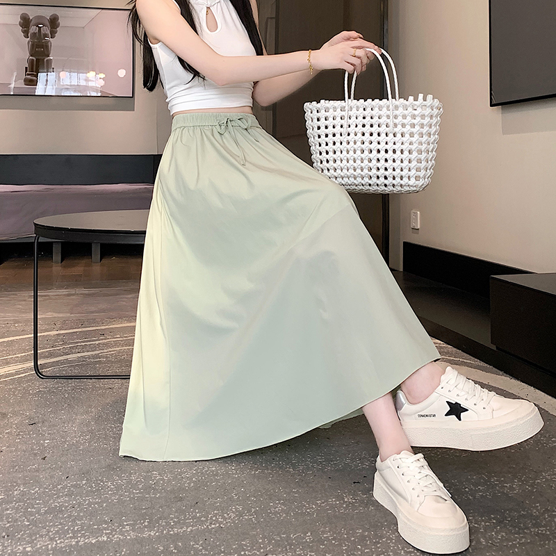 Elastic waist skirt frenum long dress for women