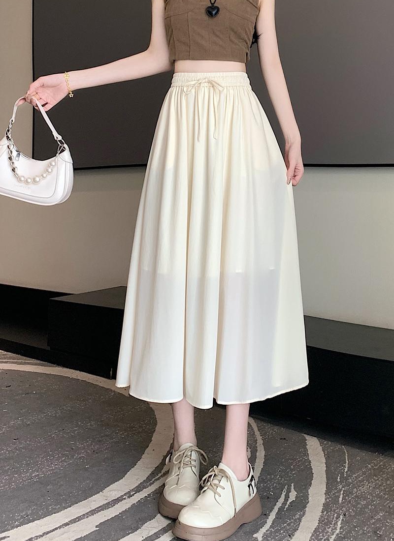 Elastic waist skirt frenum long dress for women