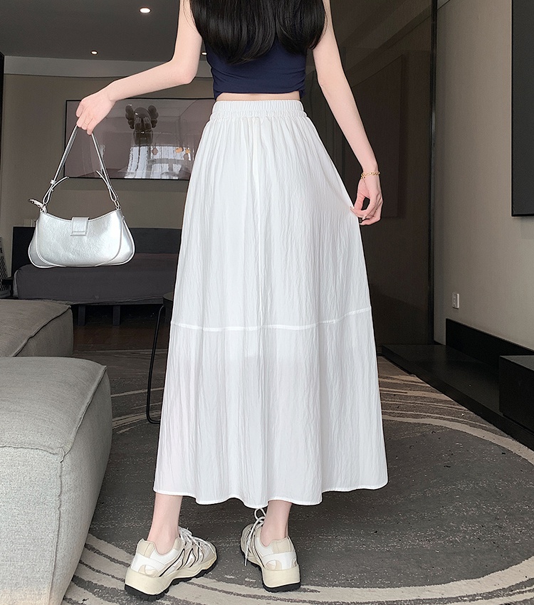 Crimp high waist long elastic waist straight slim skirt for women