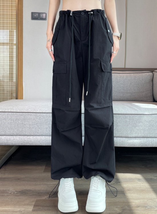 Wide leg ice silk sweatpants wear high waist work pants for women