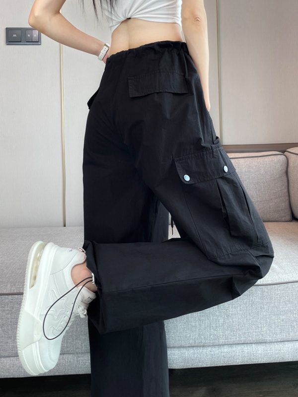 Wide leg ice silk sweatpants wear high waist work pants for women