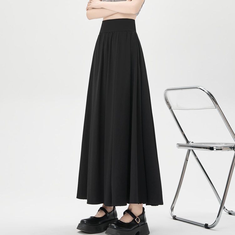 Romantic A-line long skirt pleated pink skirt for women